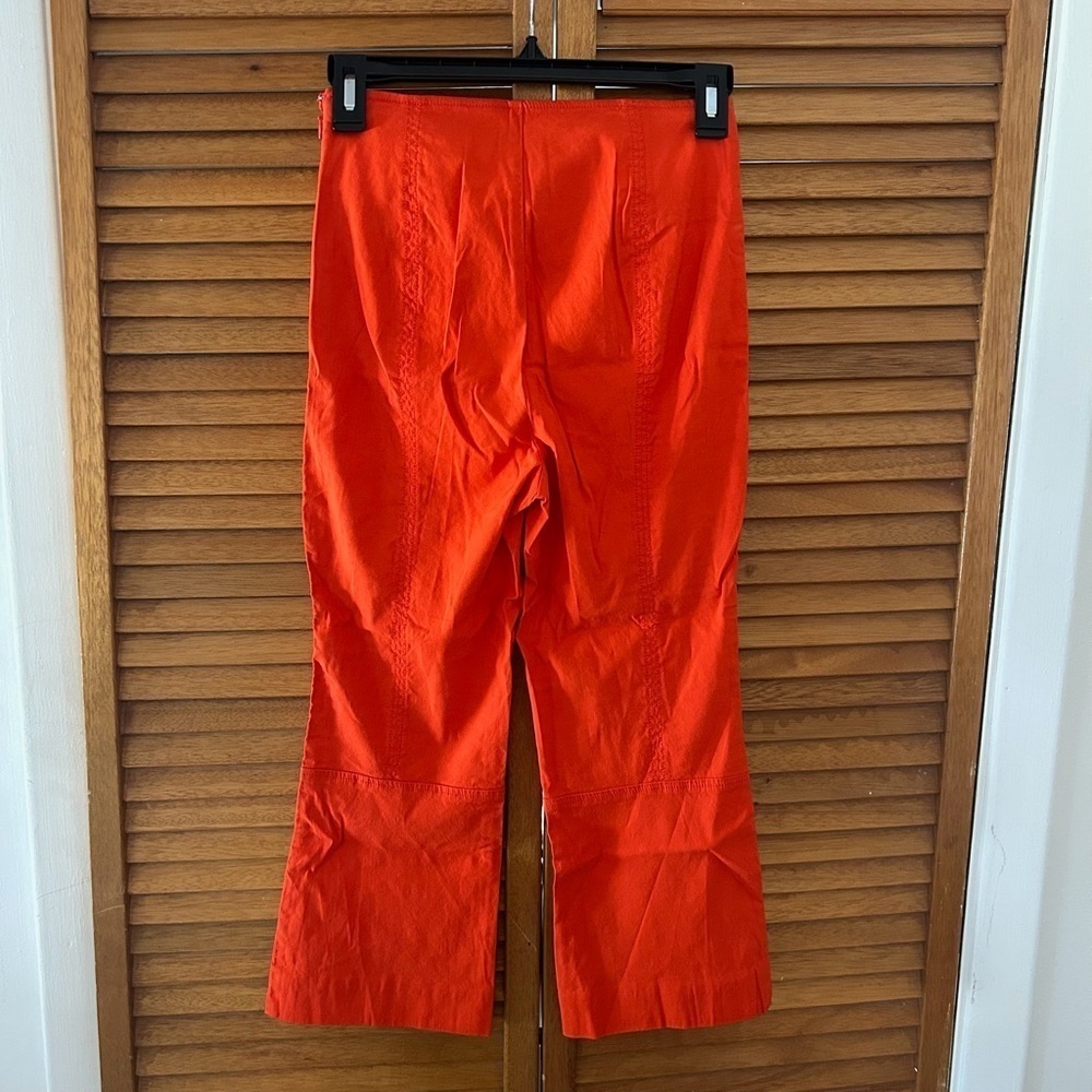 Maeve By Anthropologie Women’s Orange Cropped Linen Stretchy Pull-On Pants Sz 0 - Picture 4 of 6
